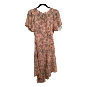 Astr Floral High Low Dress in Pink and Purple